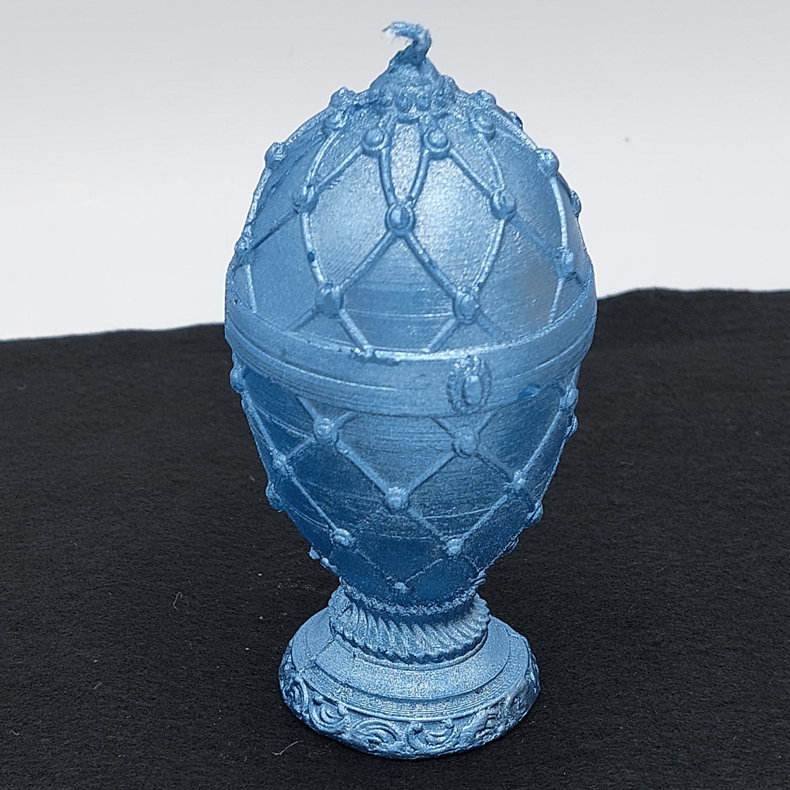 Kaars, Fabergé Ei, blauw metallic