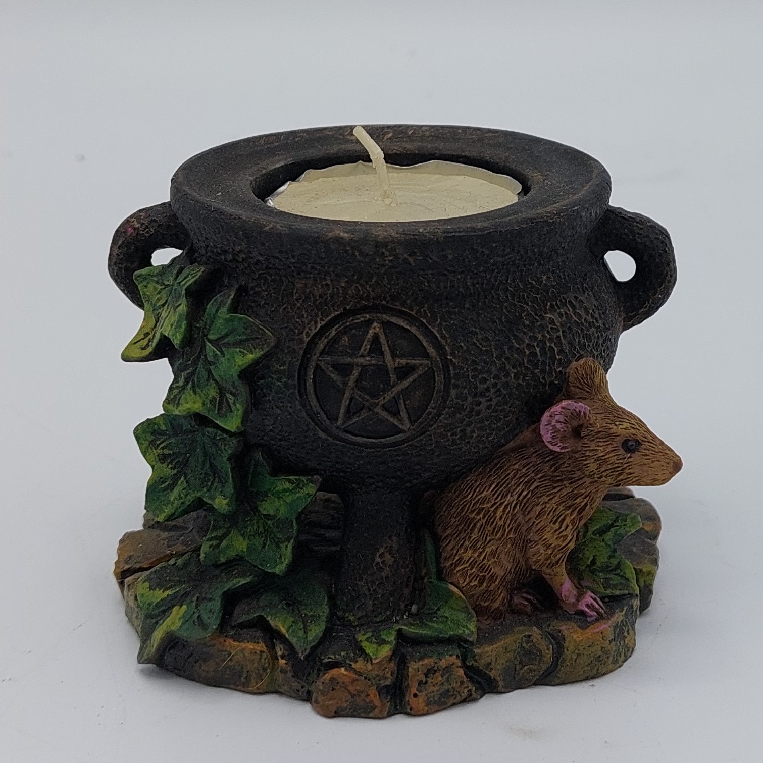 Theelichthouder 'Cauldron + mouse'