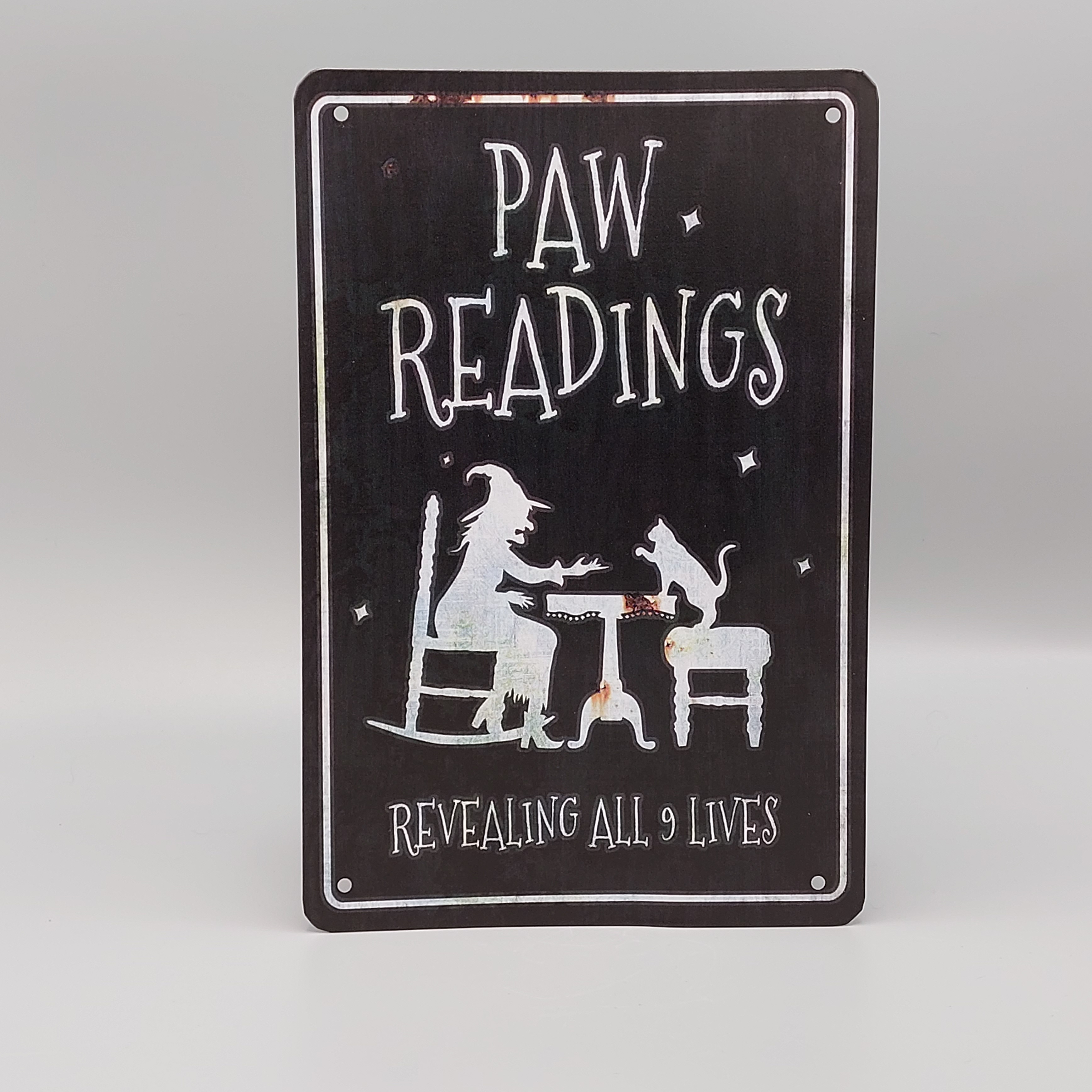 Tekstbord 'Paw readings' cat