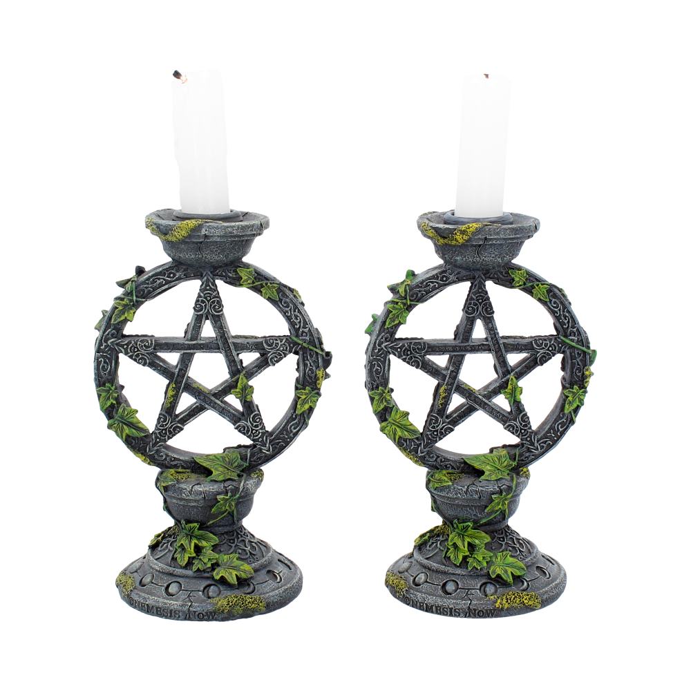 Kaarsenhouders 'Wiccan Pentagram' set van 2, Nemesis Now