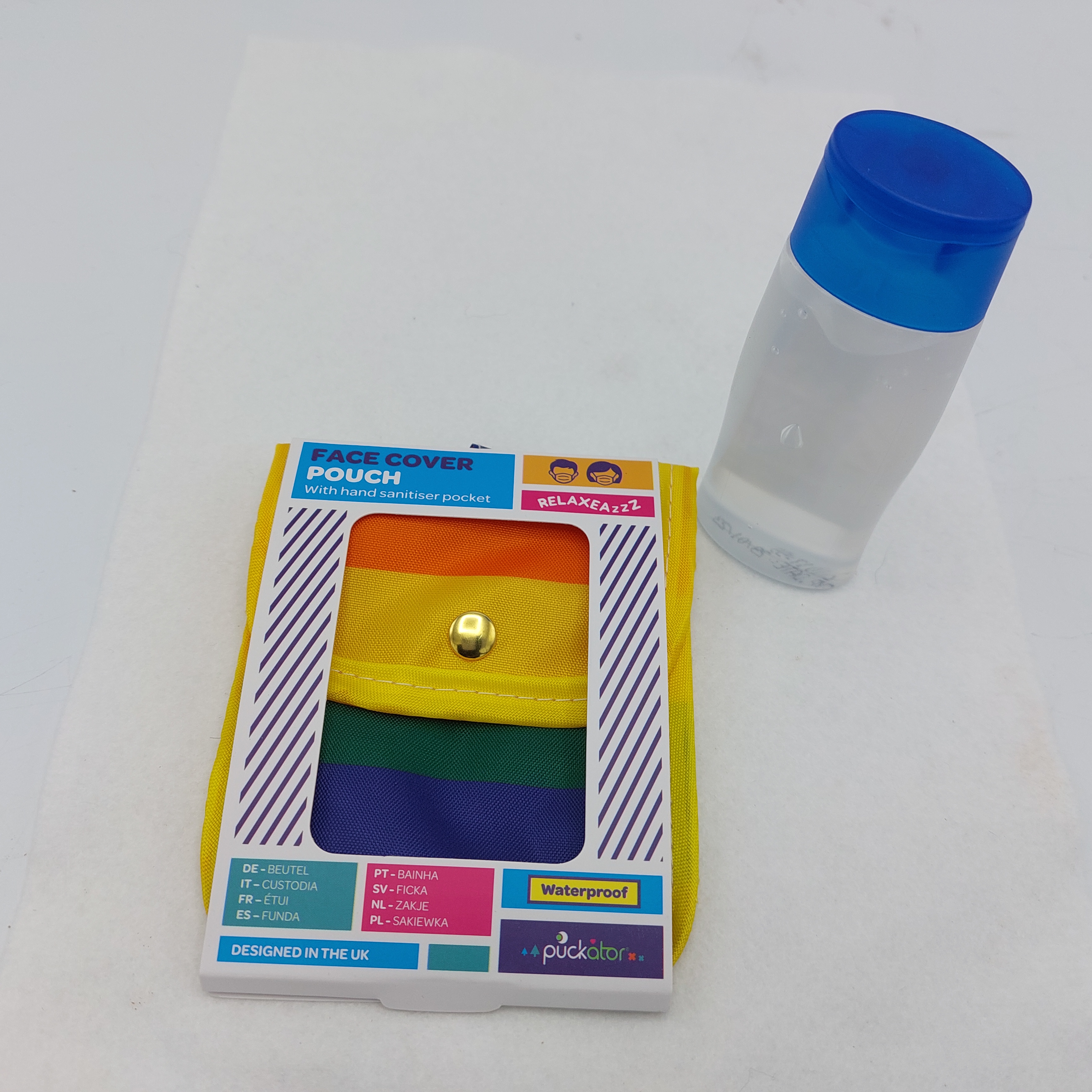 Tasje voor mondkapje & handgel, regenboog