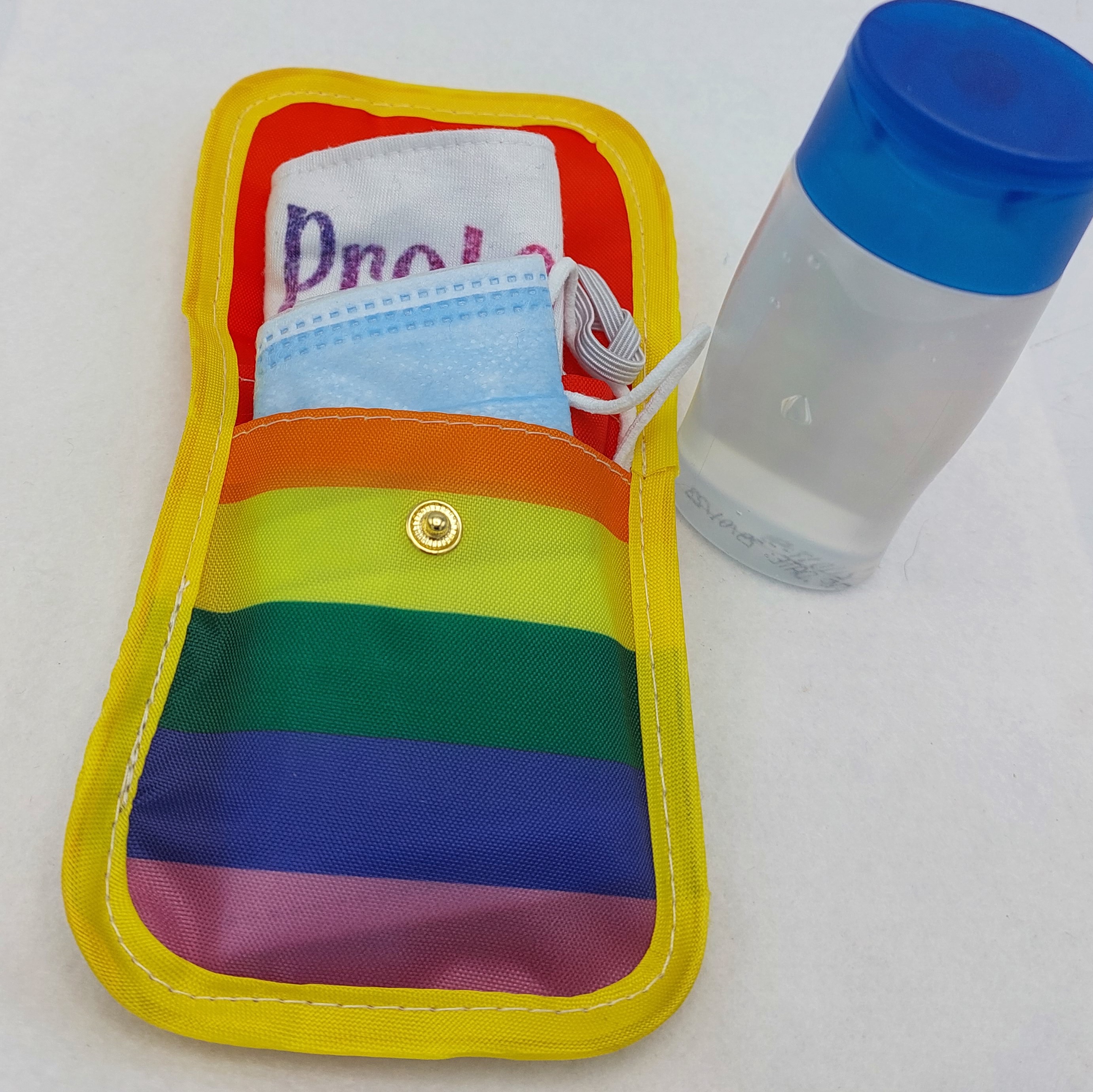 Tasje voor mondkapje & handgel, regenboog