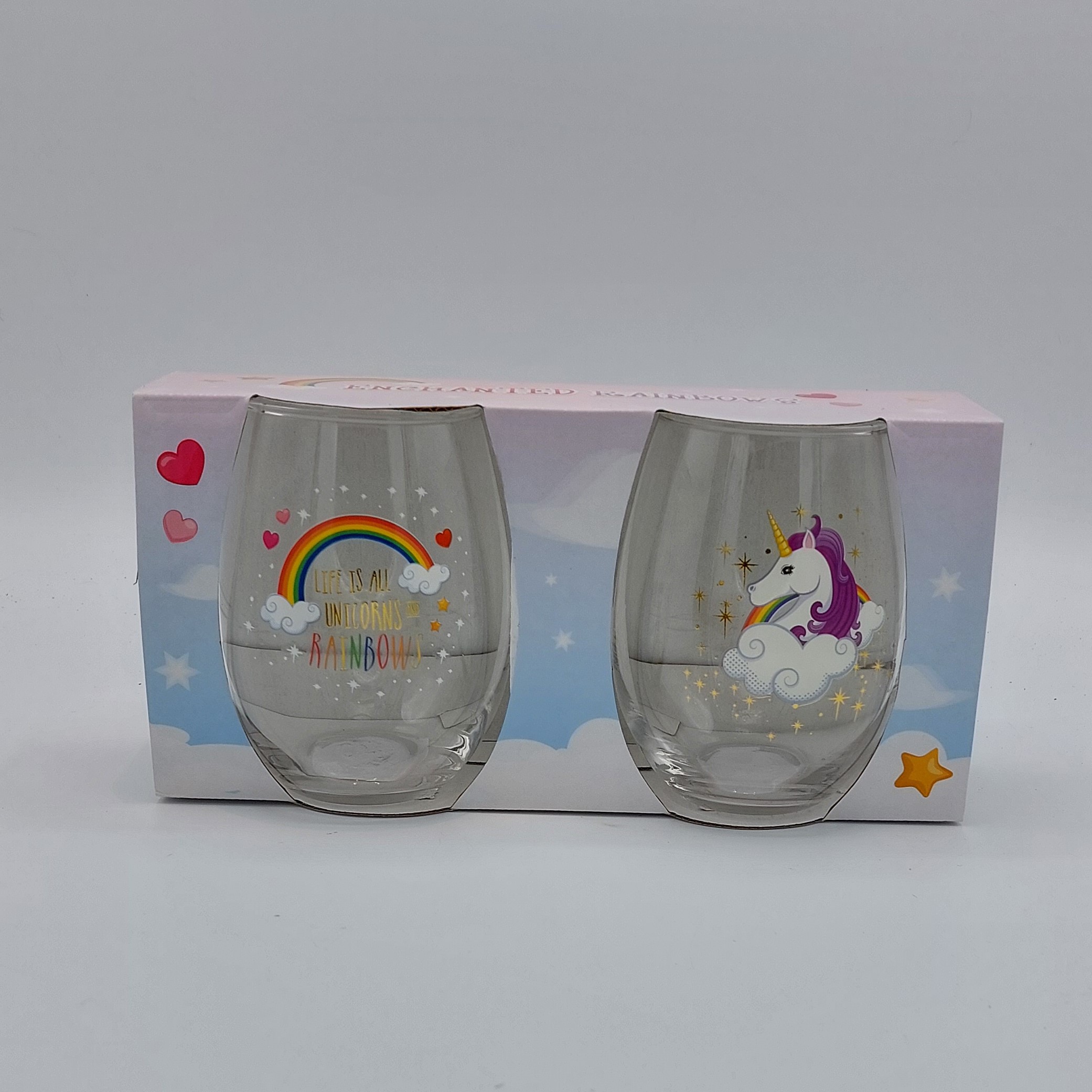 Set van 2 glazen, Unicorn/Rainbow