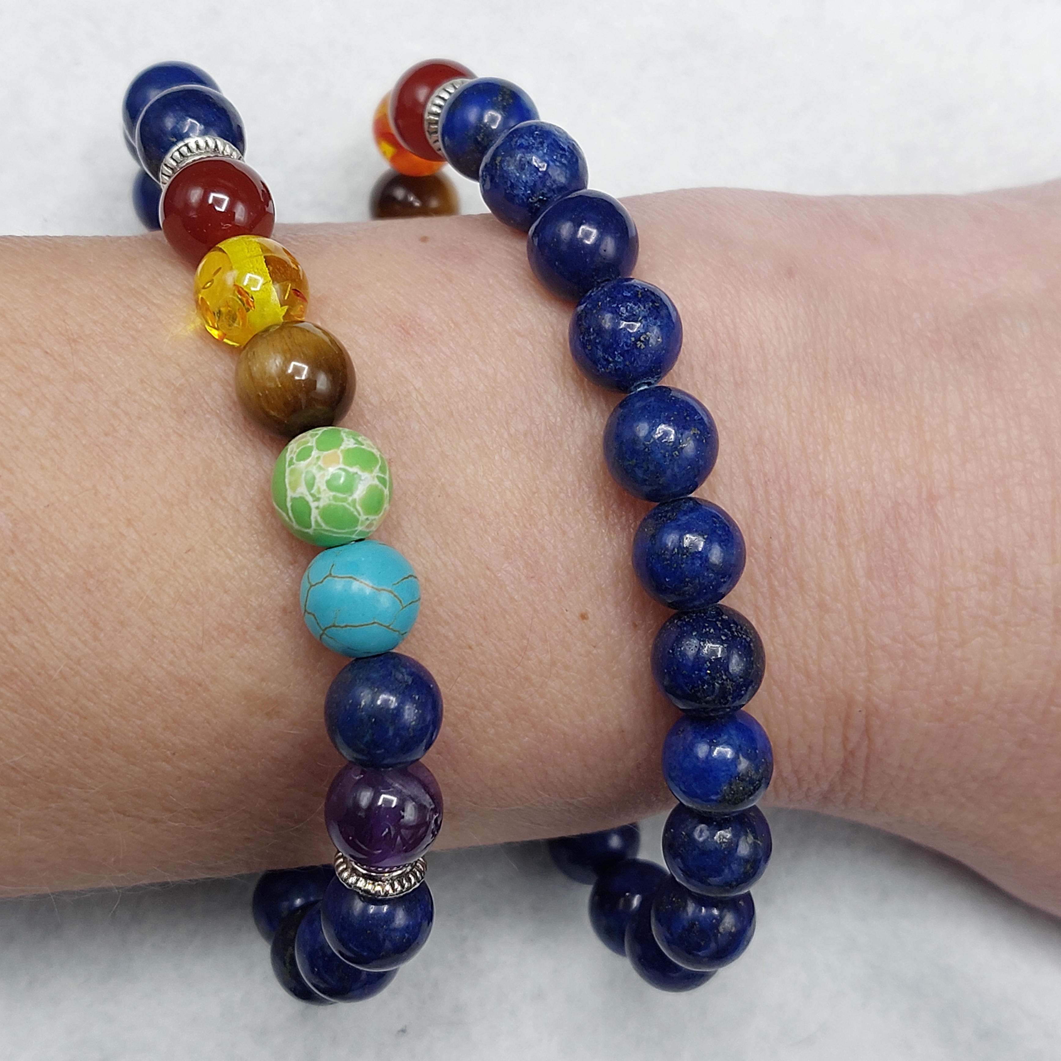 Armband '7 chakra' met lapis lazulli